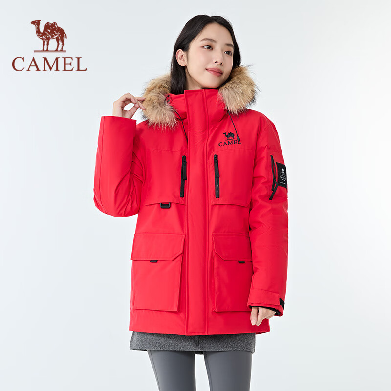 Camel Women's 1930 Parker Down Jacket Warm and Thickened Mid-Length Fashionable Couple Jacket