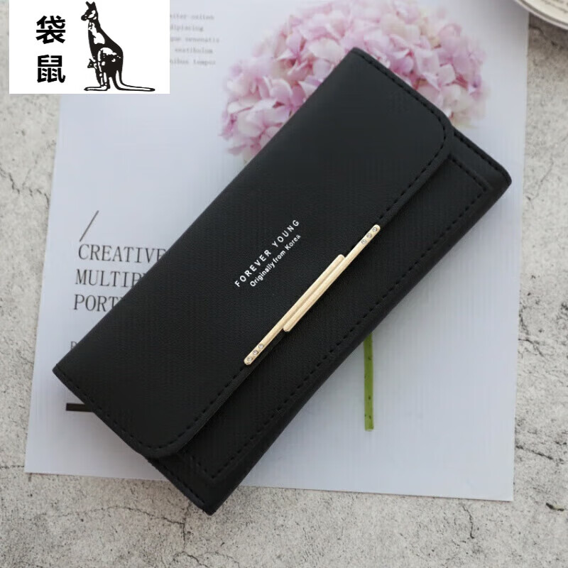 Kangaroo (KANGAROO) versatile fashion day simple buckle elegant women's wallet multi-functional large capacity long wallet C119-140 red