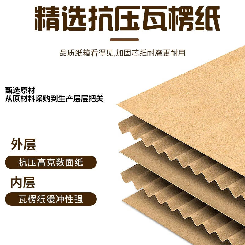 Moving cartons, thickened and hardened corrugated paper for packaging, book express boxes, cardboard boxes, moving boxes, 5 pcs without buckle handles (size 50*35*30cm)