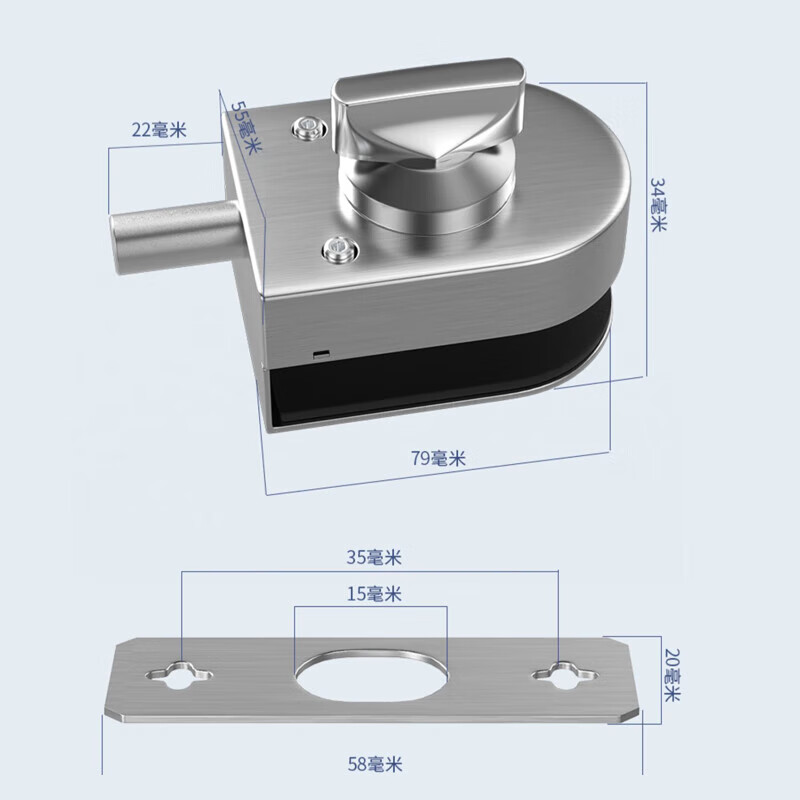 Thousand speed wheel glass door floor lock without hole opening floor latch single door double door bathroom lock glass door floor lock