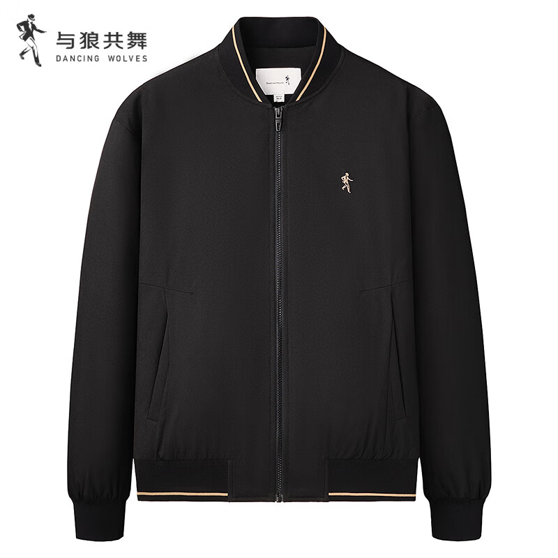 Dances with Wolves Gold Label Goose Down & Graphene Baseball Collar Warm Waterproof Down Jacket Men 001 Black L