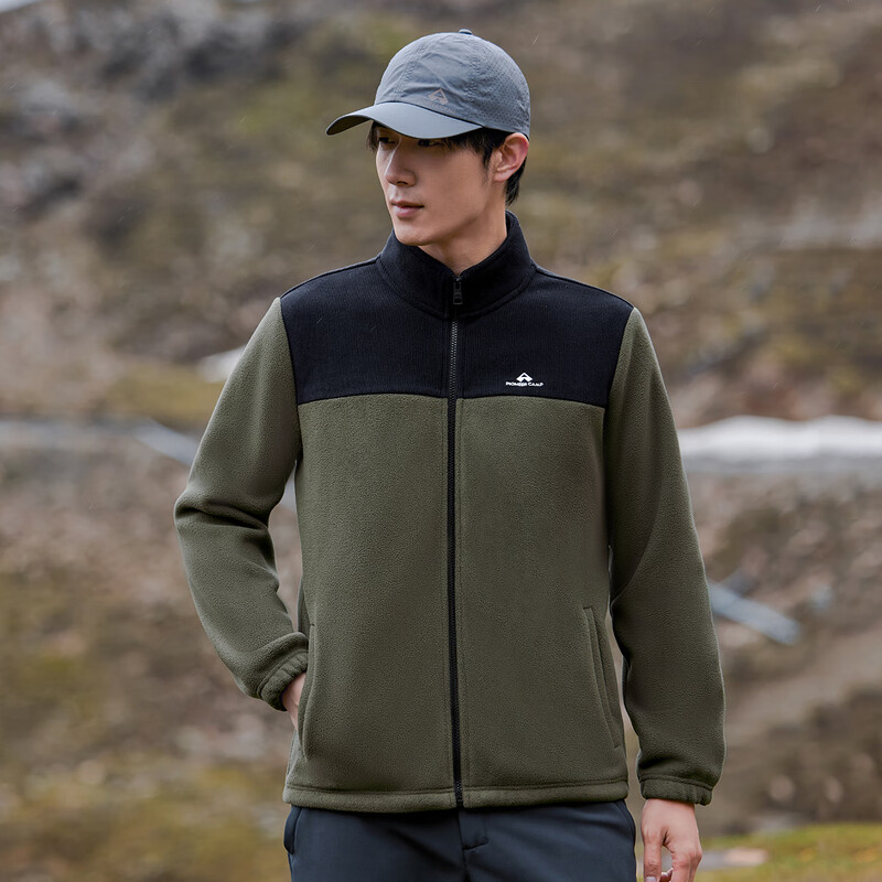 Pathfinder Contrast Color Splicing Men's Fleece Jacket Spring and Autumn New Polar Fleece Warm Top Trendy Brand Stand Collar Cardigan