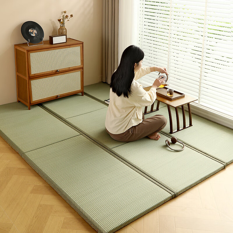 He Jiagong Japanese-style straw mat, rush mat, coconut palm floor mat, heated tatami mat, custom-made brown mat, custom-made stepping rice kang mat, 1.5 cm Japanese-style natural binocular rush mat
