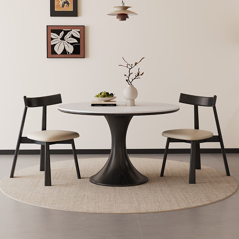 Jiai Zhong antique style slate round table for home small apartment modern simple dining table French retro style slate dining table slate round table 100cm