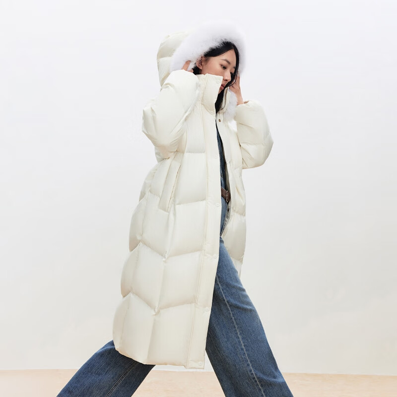 ONLY2025 Winter New 90 White Goose Down Detachable Fox Big Fur Collar Down Jacket Women|125412004 A06 Swire White XS