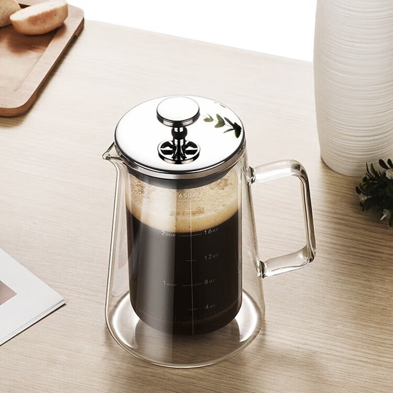 Heat-resistant French Press Pot Double-layered Coffee Pot Household Coffeeware Filter Sharing Pot Filter Glass Pot Transparent High Borosilicate Glass White Box 1000ML Trapezoid French Press Pot