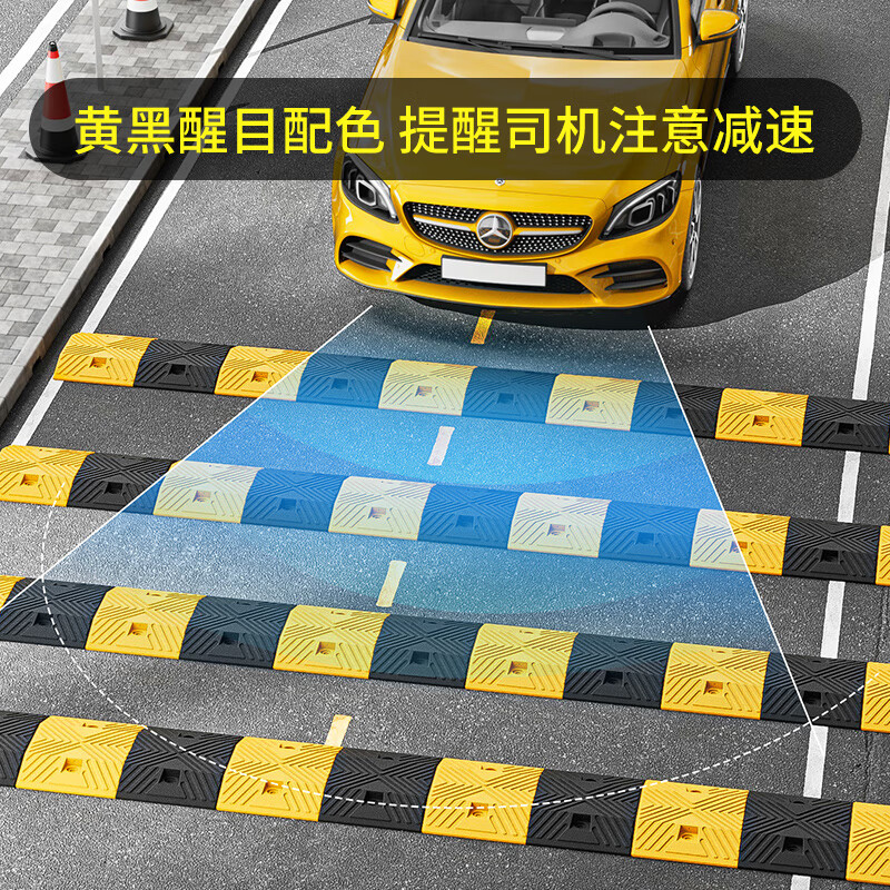 Jucheng rubber deceleration belt rubber deceleration belt slope buffer belt deceleration ridge road deceleration board ramp community underground garage 100*30*3cm