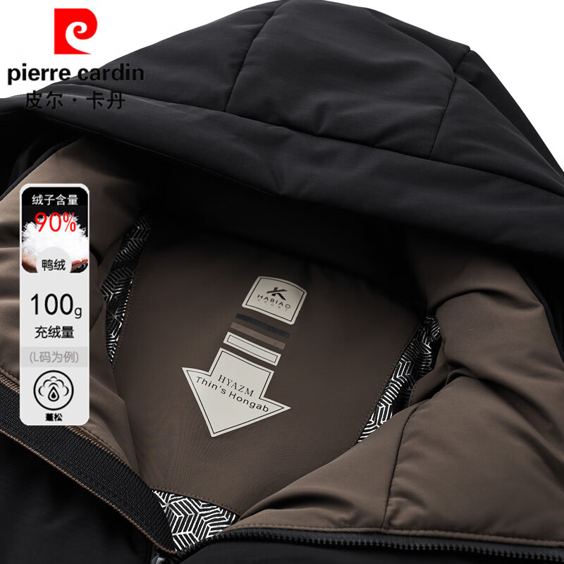 Pierre Cardin 2025 latest down jacket men's 90 duck down short jacket winter windproof warm removable hood jacket