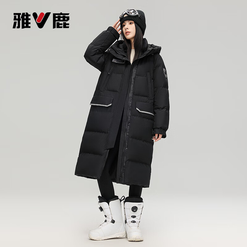 Yalu long down jacket for women 2025 new couple outdoor extreme cold workwear thickened hooded autumn and winter coat