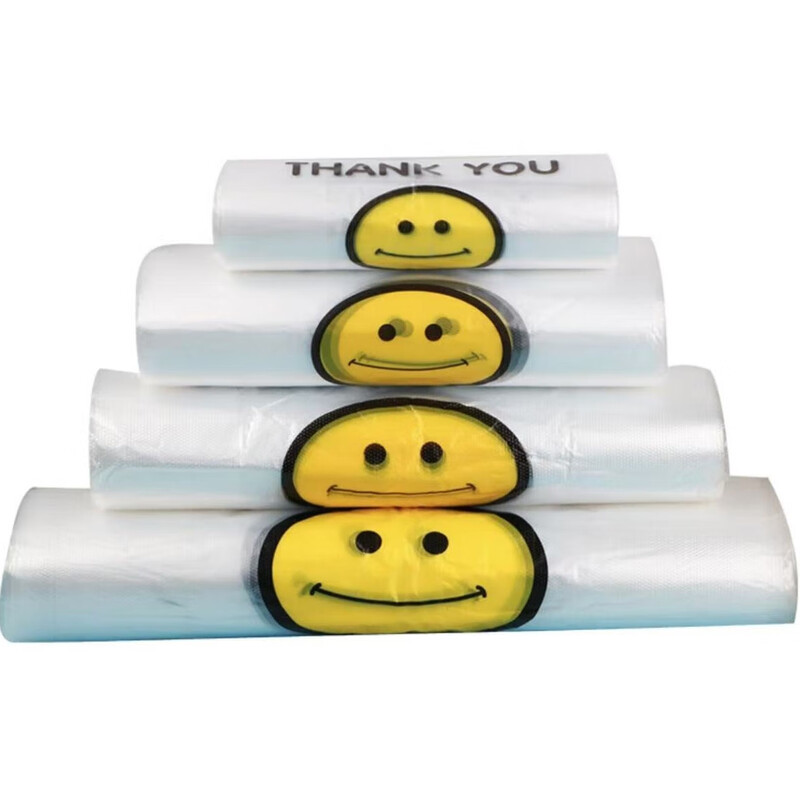 Weijia smiley face bag thickened portable plastic bag food grade packaging bag double-sided 2.8 silk 40*60cm 100 pieces/pack (35L)