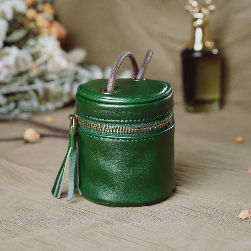 Aiboduo cowhide key lipstick bag bracelet bag storage bag one-shoulder cross-body niche cultural toy retro texture small bag for women sunset yellow