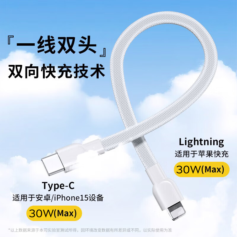 Kewo is suitable for Apple charging cable data cable Type-C to Lightning power bank special short-line PD20w fast charging cable iPhone14/13/1211 mobile phone car universal