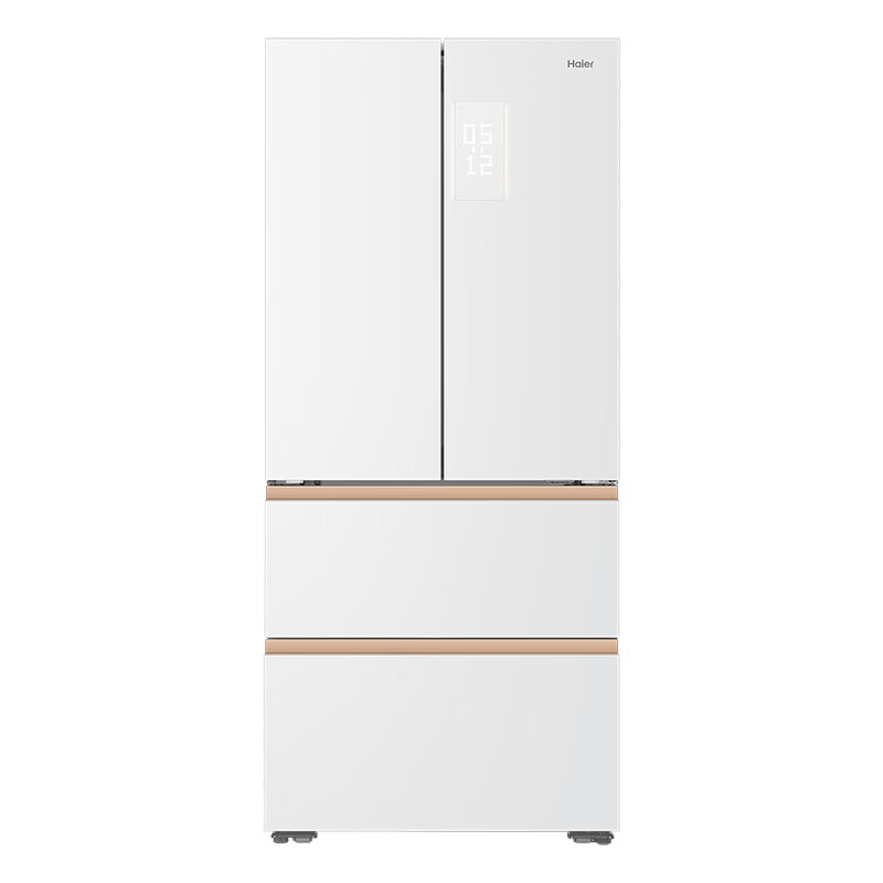Haier zero-embedded French four-door refrigerator 460 liters four-door household inverter air-cooled frost-free first-class small-family refrigerator zero-distance free embedded bottom front cooling 510L white sheet metal丨fully automatic ice making丨smart light interaction丨ultra-thin zero-embedded