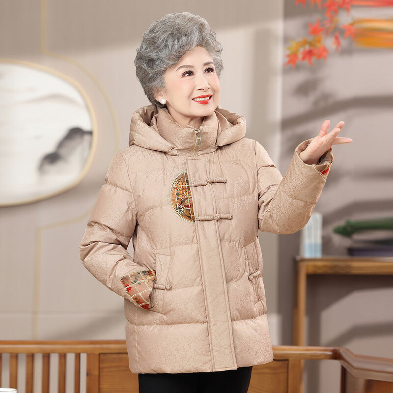Yaya (YAYA) middle-aged and elderly grandmothers and elderly down jackets winter clothes for women 2025 new style medium and long mother's thickened foreign style warm jacket