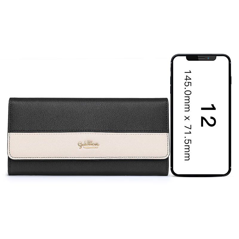 Goldlion Wallet Women's Versatile Wallet Fashion Contrasting Color Multi-Card Slot Wallet Gift Box New Year's Gift