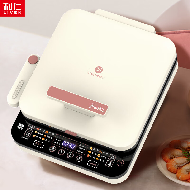 Liven 0 fluoro titanium porcelain super wear-resistant electric pancake pan with detachable 36mm upper and lower plates for household use 1800W double-sided heating electric pancake stall sandwich breakfast machine pancake pan LR-D3529