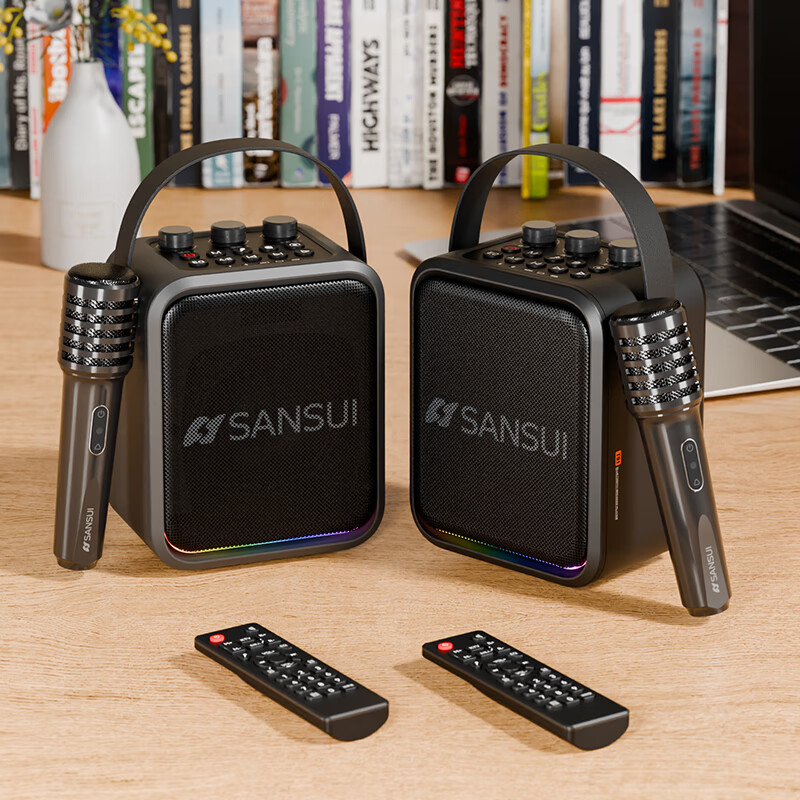 SANSUI T91 outdoor karaoke dedicated square dance speaker Bluetooth speaker high volume subwoofer portable Bluetooth speaker portable wireless charging microphone musical instrument speaker gray