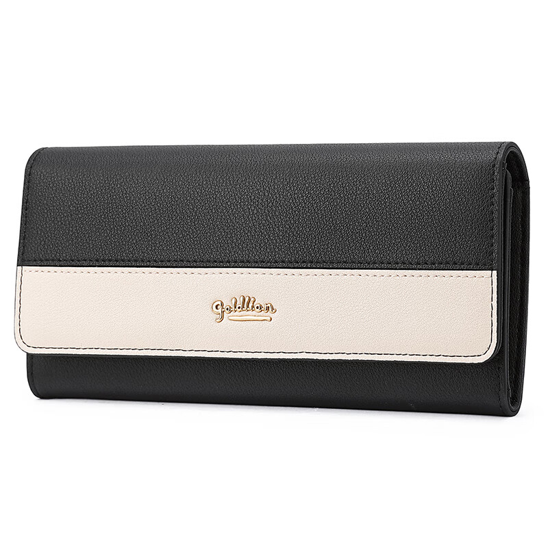 Goldlion Wallet Women's Versatile Wallet Fashion Contrasting Color Multi-Card Slot Wallet Gift Box New Year's Gift