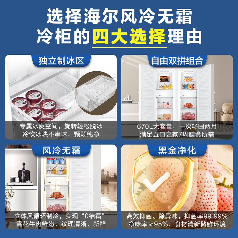 Haier Little Red Flower Bloom Edition 335L vertical air-cooled frost-free small freezer household vertical freezer refrigeration or freezer small refrigerator BD-335WGHEGDW9