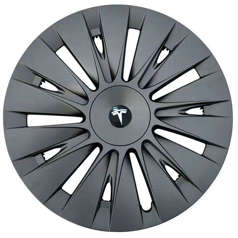 Litian suitable for Tesla modely wheel hub cover with full edge 19-inch wheel hub protective cover P version modified decoration Y 19-inch flat straight edge matte black