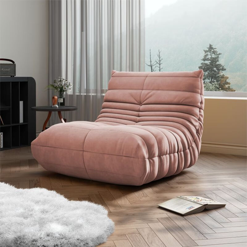 He Jiagong living room internet celebrity single sofa style balcony tatami sofa sponge rocking chair comfortable small apartment chair white - velvet fabric soft and skin-friendly