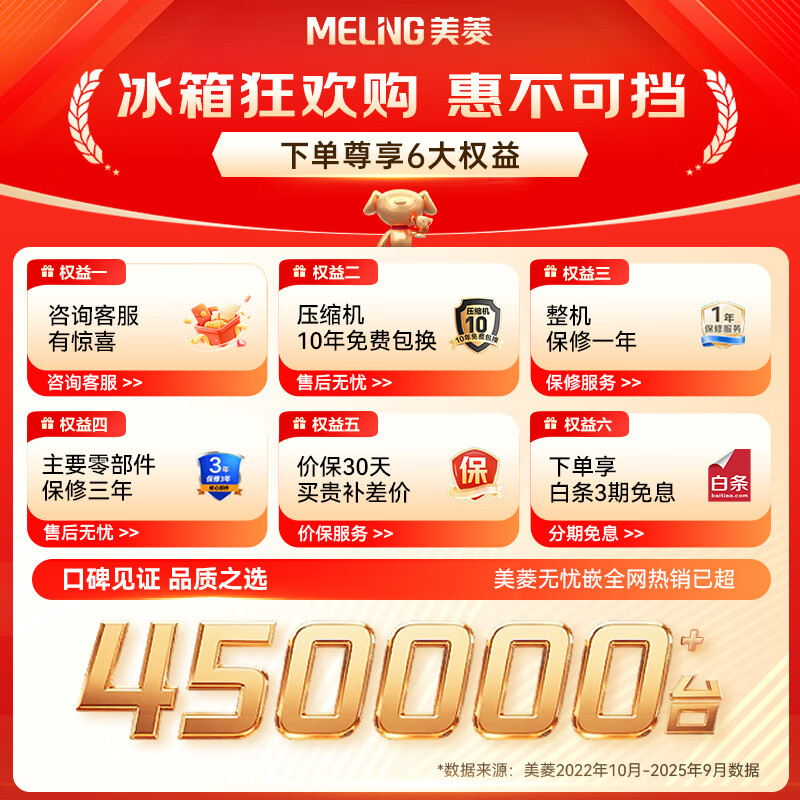 MeiLing worry-free embedded 400-liter French-style multi-door refrigerator for small households with bottom cooling ultra-thin narrow door embedded first-class energy efficiency frequency conversion gray BCD-400WP9CZX national subsidy