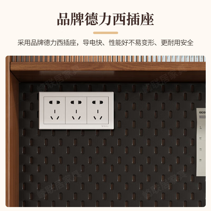 Qiuqi solid wood sideboard integrated wall-mounted antique style living room wine cabinet tea cabinet multi-functional kitchen storage cabinet solid wood ecological board walnut color glass door 180cm