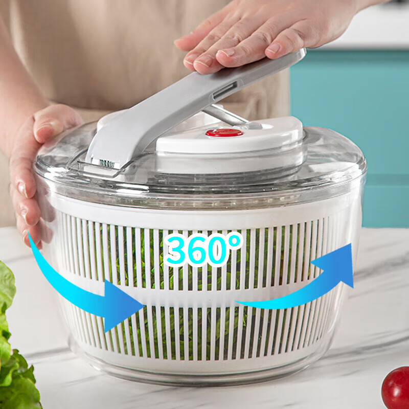 He Jiagong German high-end vegetable push-type dehydrator, salad spinner, vegetable basin, water drainer, manual fruit washing, medium 3L white fast water spinner, vegetable washing and decontamination