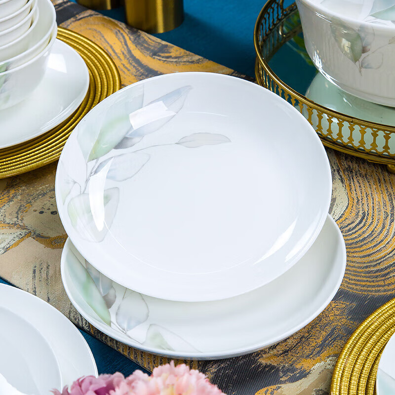 Tao Yi underglaze color bowls and plates set household tableware complete set Jingdezhen ceramic bowls and chopsticks new wedding housewarming gift spring with rich pot 66-piece set