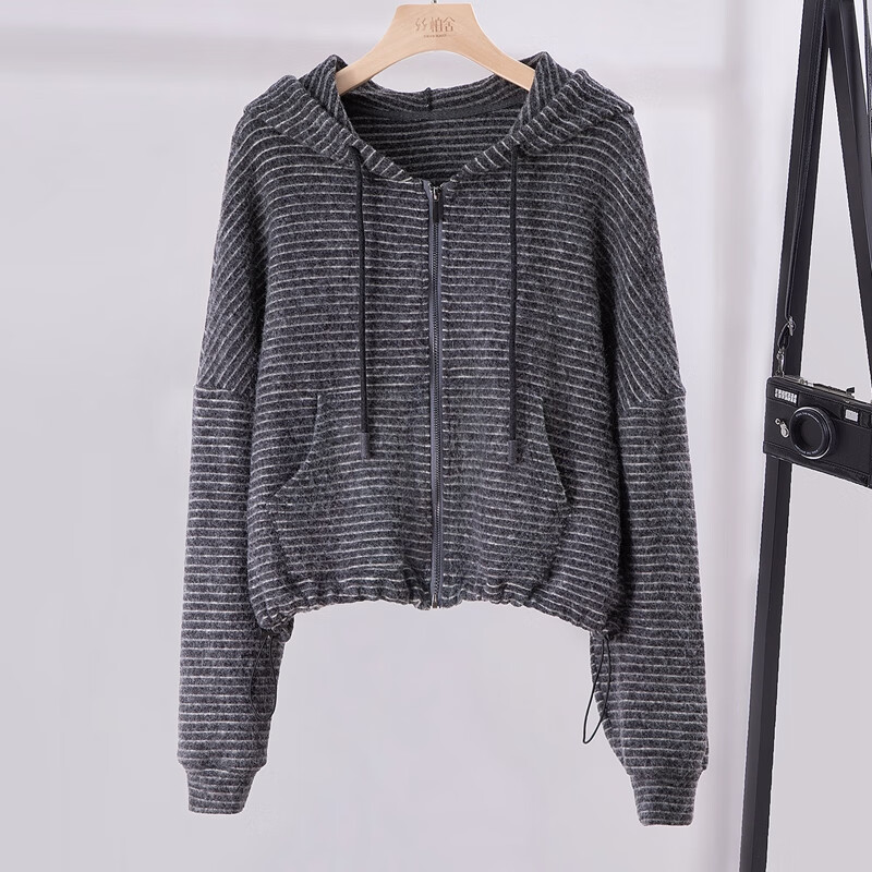 Sibaishe soft and waxy striped suit for women 2025 autumn new long-sleeved jacket and casual pants two-piece set