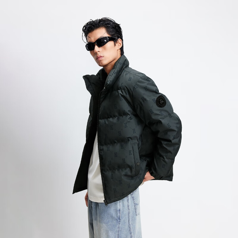 JACK&JONES Men's Autumn Fashion All-over Printed Presbyopia Casual Warm and Comfortable Stand Collar Down Jacket 225312022