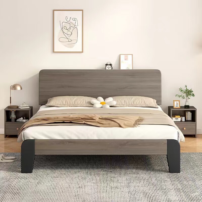 Solid wood bed 1.5mx2m bed rental master bedroom home double bed solid wood color single bed 1500mm*2000mm