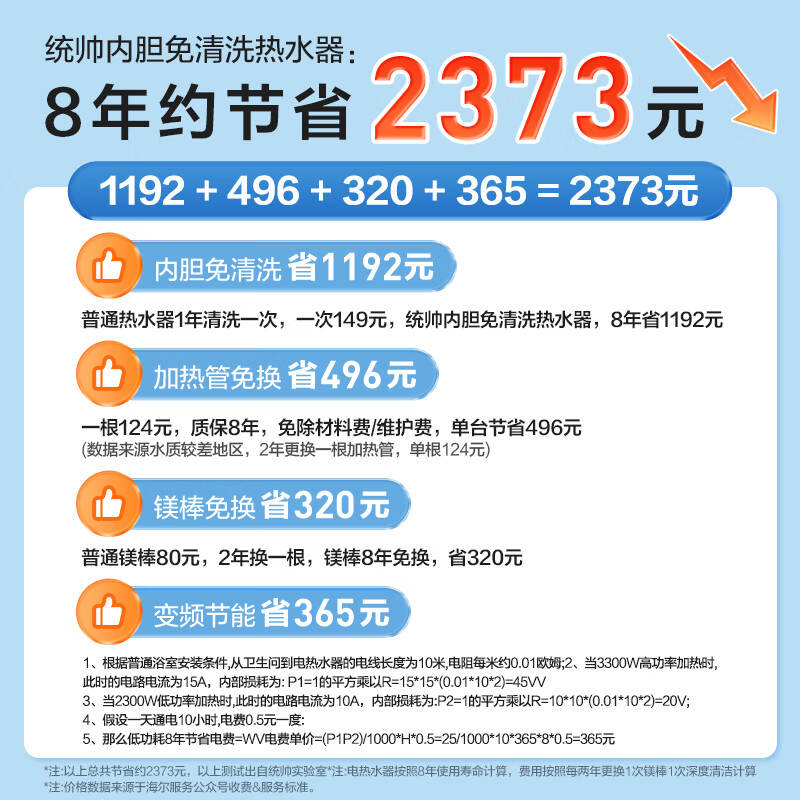 Haier produces the Commander Lazy Series 60-liter double-gallon flat-bucket electric water heater JD.com self-operated door-to-door installation scale-free clean water washing 3300W first-class energy efficiency national subsidy F5PRO