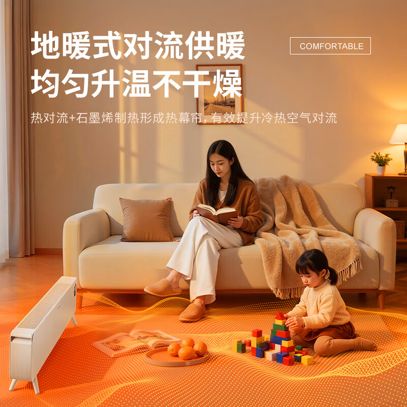 Panasonic Nuanxiaobai graphene baseboard heater home remote control large area electric heater bathroom waterproof dryer electric heater energy-saving fast heating fan DS-A2164CW