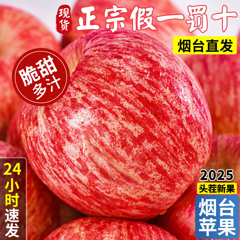 Authentic Yantai fresh apple fruit, 5 jins, 10 jins, seasonal whole box Qixia crispy sweet apple gift box, gift box with 85mm or more high-quality fruit king, highly recommended by the store manager (gift box sent randomly) 10 jins (net weight 9 jins)