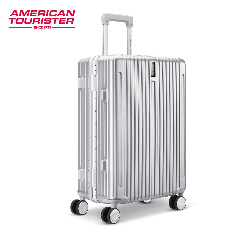 Samsonite's Aluminum Frame Suitcase Trolley Travel Spinner Password Box Fashionable Business Travel Men's and Women's TY1 Matte Silver | Aluminum Frame 24 Inch | 4.61kg | Required to be checked in