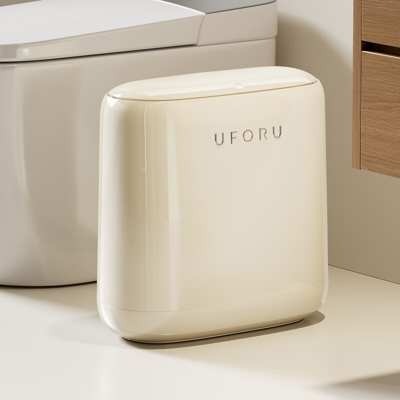 Cabinet Star Trash Can 2026 New Household Bathroom Toilet Special Covered Large Capacity Press-type Living Room Kitchen Crack Cream White-12L Internal and External Double Buckets/Crack Does Not Take Up Place