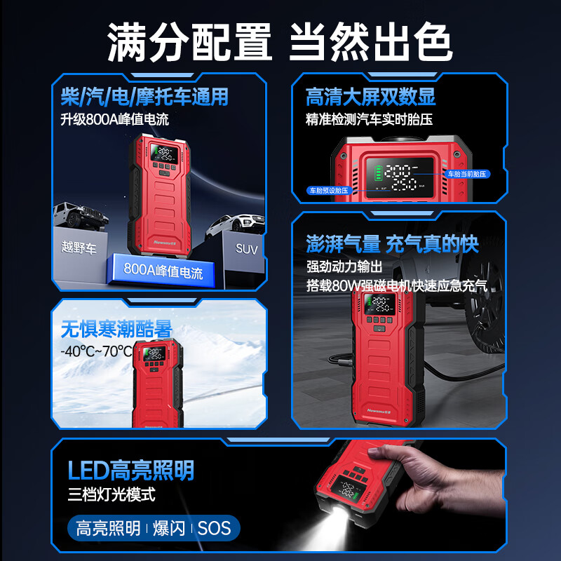 Newman (Newsmy) 3C certified car emergency starting power supply with power bank air pump all-in-one car special 12V battery emergency forced start motorcycle air pump ignition artifact U1
