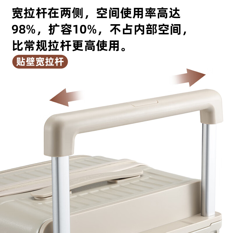 Semir luggage new style side-opening cover large deep compartment trolley case multi-functional expandable PC suitcase password box boarding case white purple large deep compartment + shock-absorbing brake wheel 20 inches PC material + expandable box