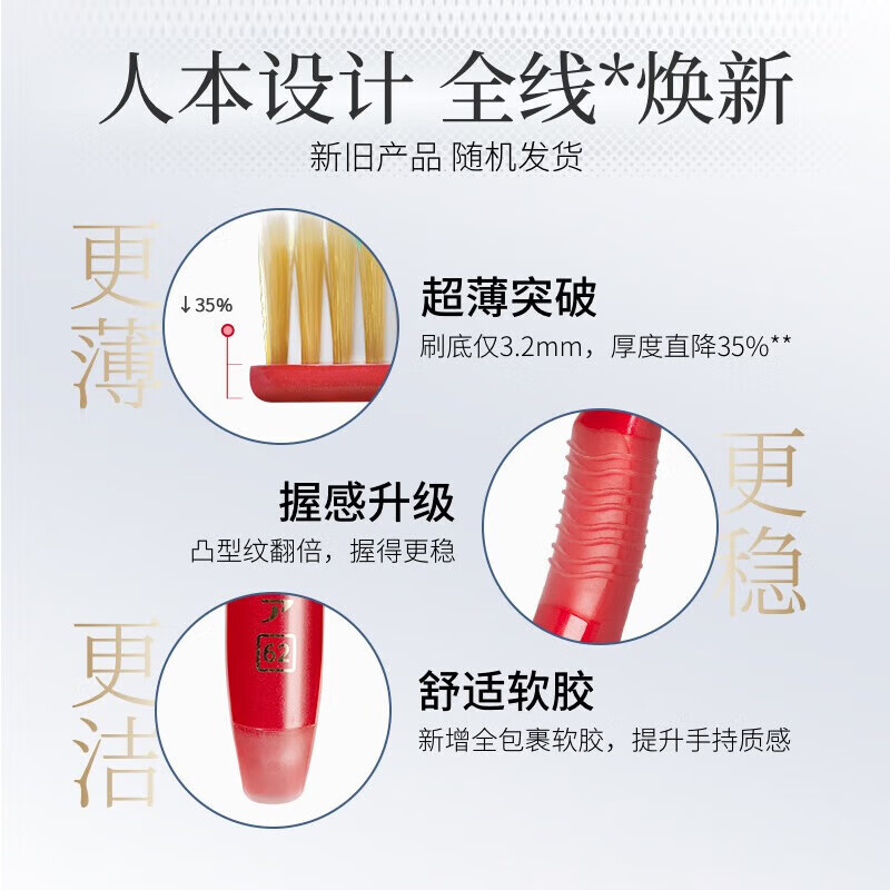 EBISU wide-head soft-bristle toothbrush 4 pieces 6 rows 48 holes adult ultra-fine hair family size JD.com self-operated