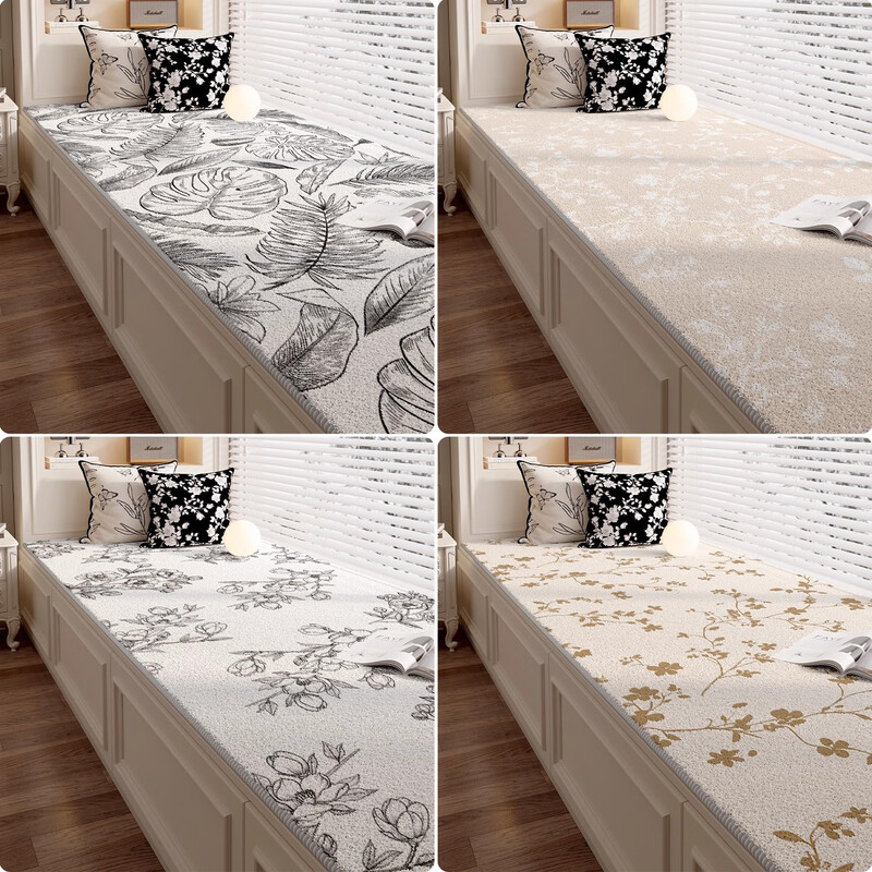 VRF simple bay window mat window sill mat waterproof imitation cashmere 2026 new master bedroom balcony tatami plush cushion sunset neon coast-bay window 60x160cm skin-friendly and formaldehyde-free