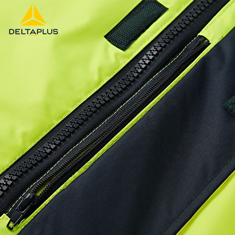 DELTAPLUS Fluorescent PU coated polyester high visibility windbreaker, cold, waterproof and rainproof 404011 XL yellow + navy blue