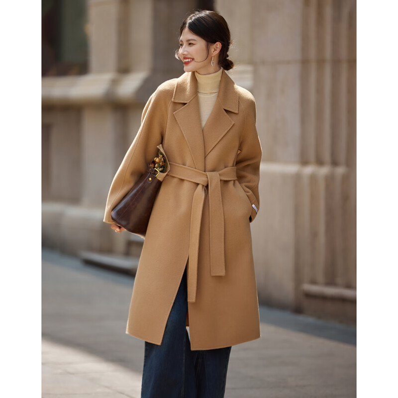Shangjing Woolen Coat Women's 25th Winter New Women's French Tailored Silhouette Old Money 100 Wool Double-sided Woolen Coat Women