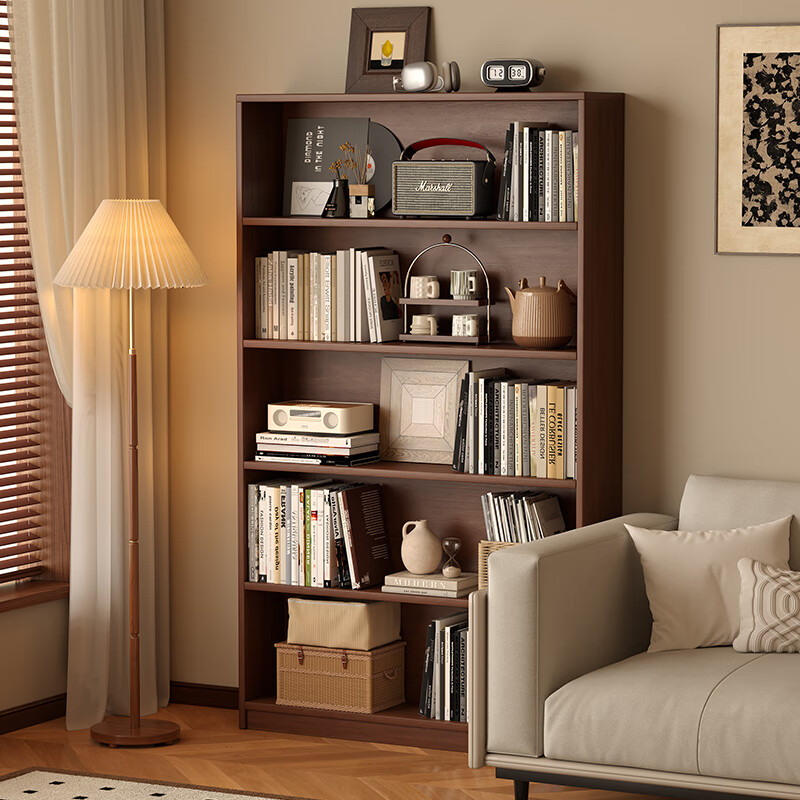Jiayi solid wood bookcase storage cabinet integrated wall combination cabinet living room floor-standing bookshelf storage rack storage cabinet display cabinet