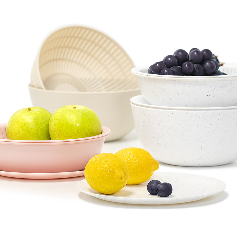 LIKE IT Japan imported rice drain basket kitchen sink multi-functional double-layer fruit basin 6-piece set green 6-piece set