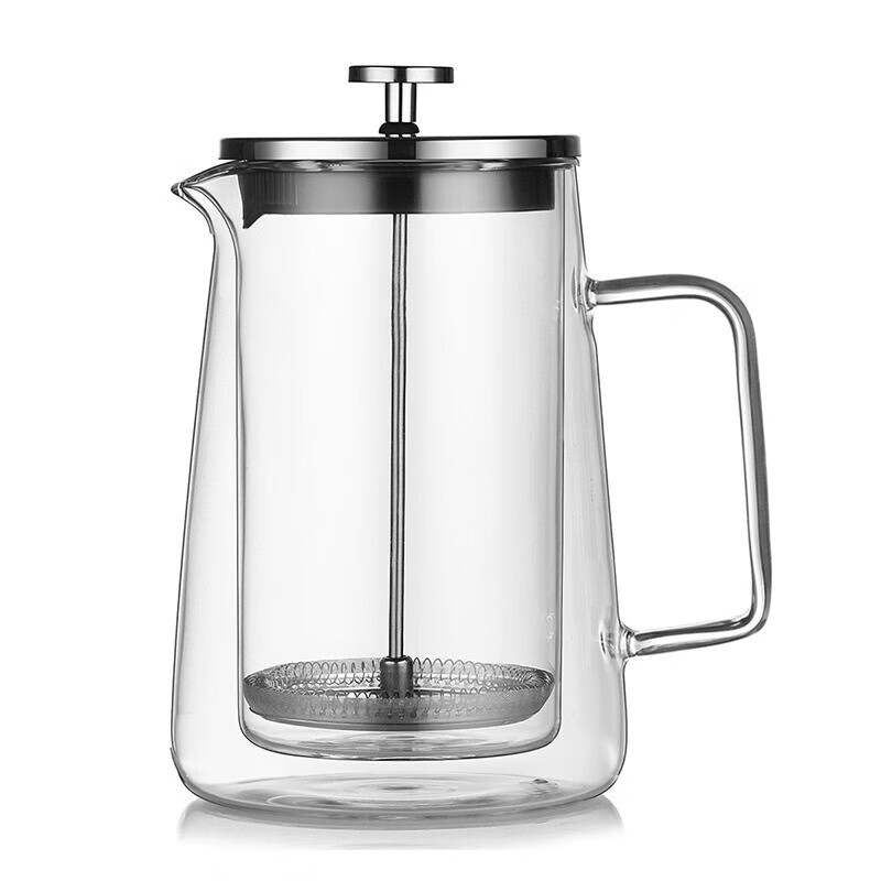 Heat-resistant French Press Pot Double-layered Coffee Pot Household Coffeeware Filter Sharing Pot Filter Glass Pot Transparent High Borosilicate Glass White Box 1000ML Trapezoid French Press Pot