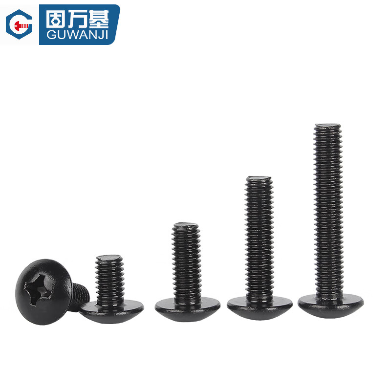 GUWANJI 304 stainless steel black cross large flat head screw YB406 mushroom round head bolt umbrella head screw M3M4M5M6 M5x16 20 pieces