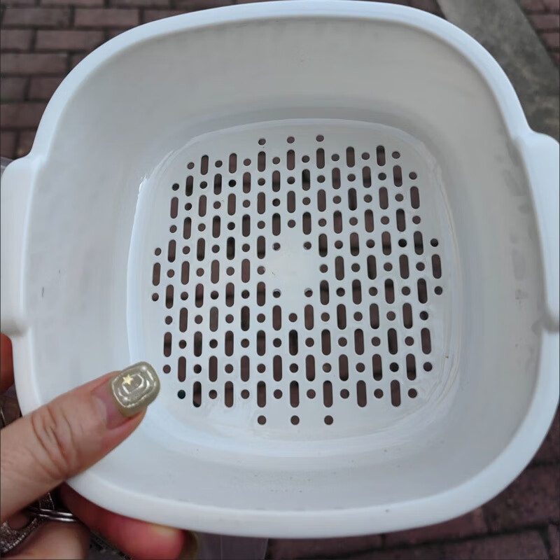 Vinoa's new double-layer vegetable washing and draining basket living room plastic fruit and vegetable thickened water filter vegetable basket washing basin home kitchen ivory white small size 8m single layer draining basket