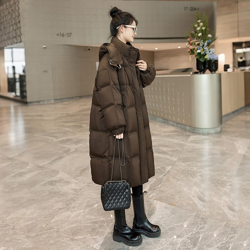 Sibaishe 90 velvet mid-length down jacket for women 2025 winter new style loose hooded long-sleeved jacket