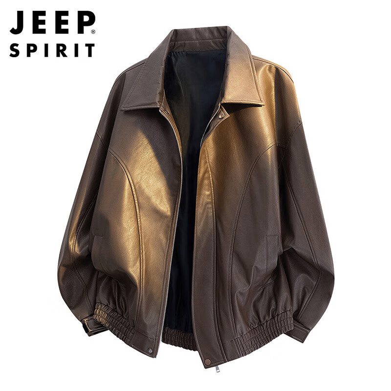 JEEP SPIRIT Jeep leather jacket men's motorcycle jacket men's autumn and winter high-end casual American fashion brand top clothes
